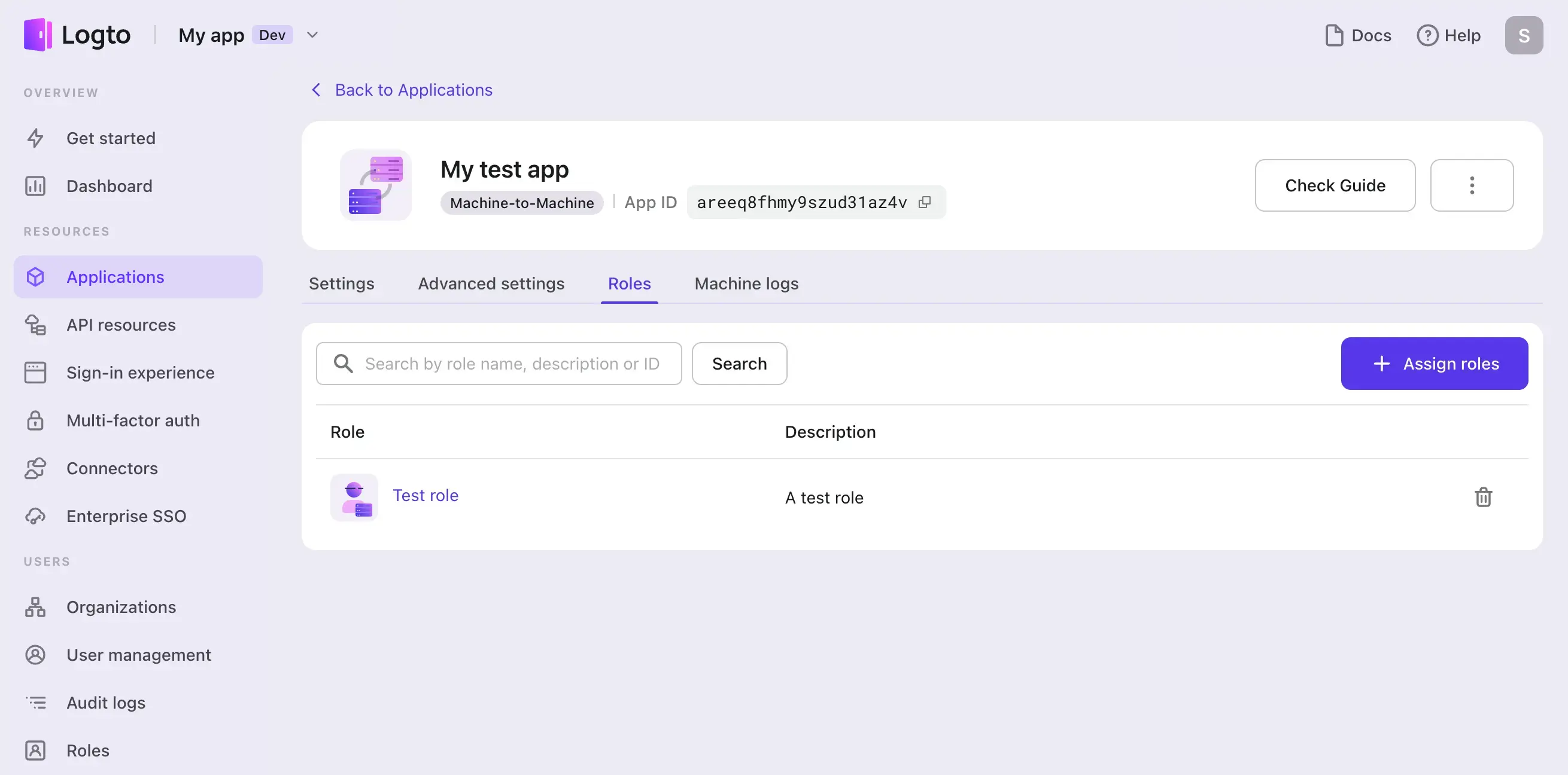 Attribuer des rôles M2M page